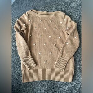 LOFT Camel Sweater with Ivory Dots